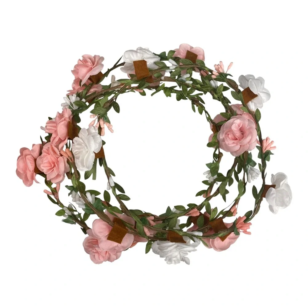 4 Pink & White Floral Crown Headband Flower Wedding Hair Accessories Women‎ B20Q